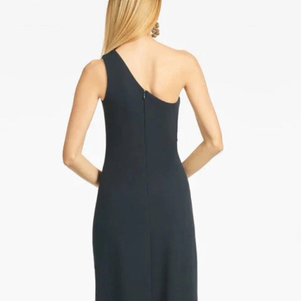 NEW Sachin & Babi Cece One shoulder crepe Evening gown in Navy Women's size 14 - Picture 3 of 13
